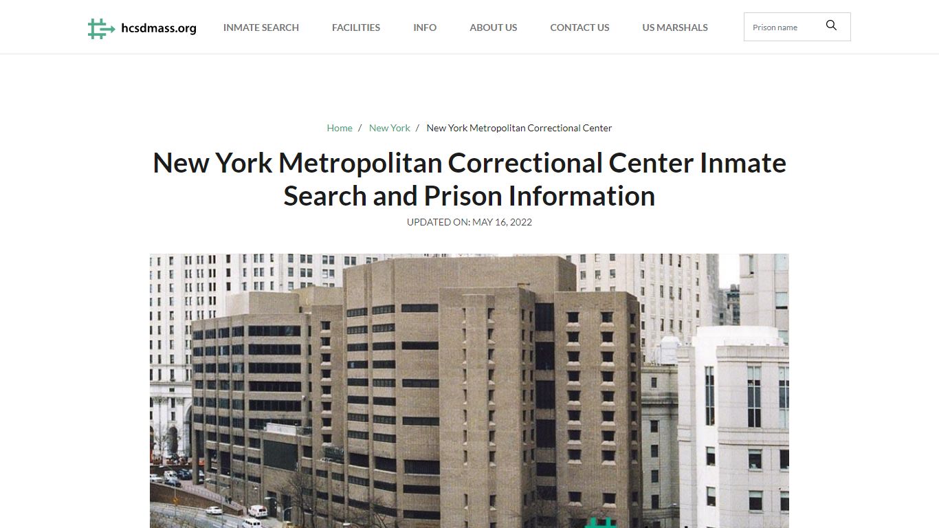 New York Metropolitan Correctional Center Inmate Search ...