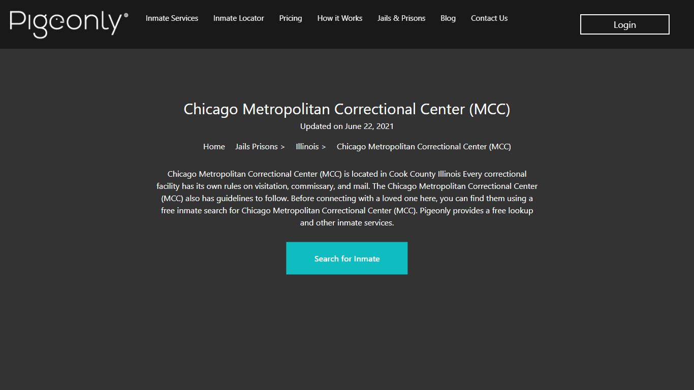 Chicago Metropolitan Correctional Center (MCC) Inmate ...